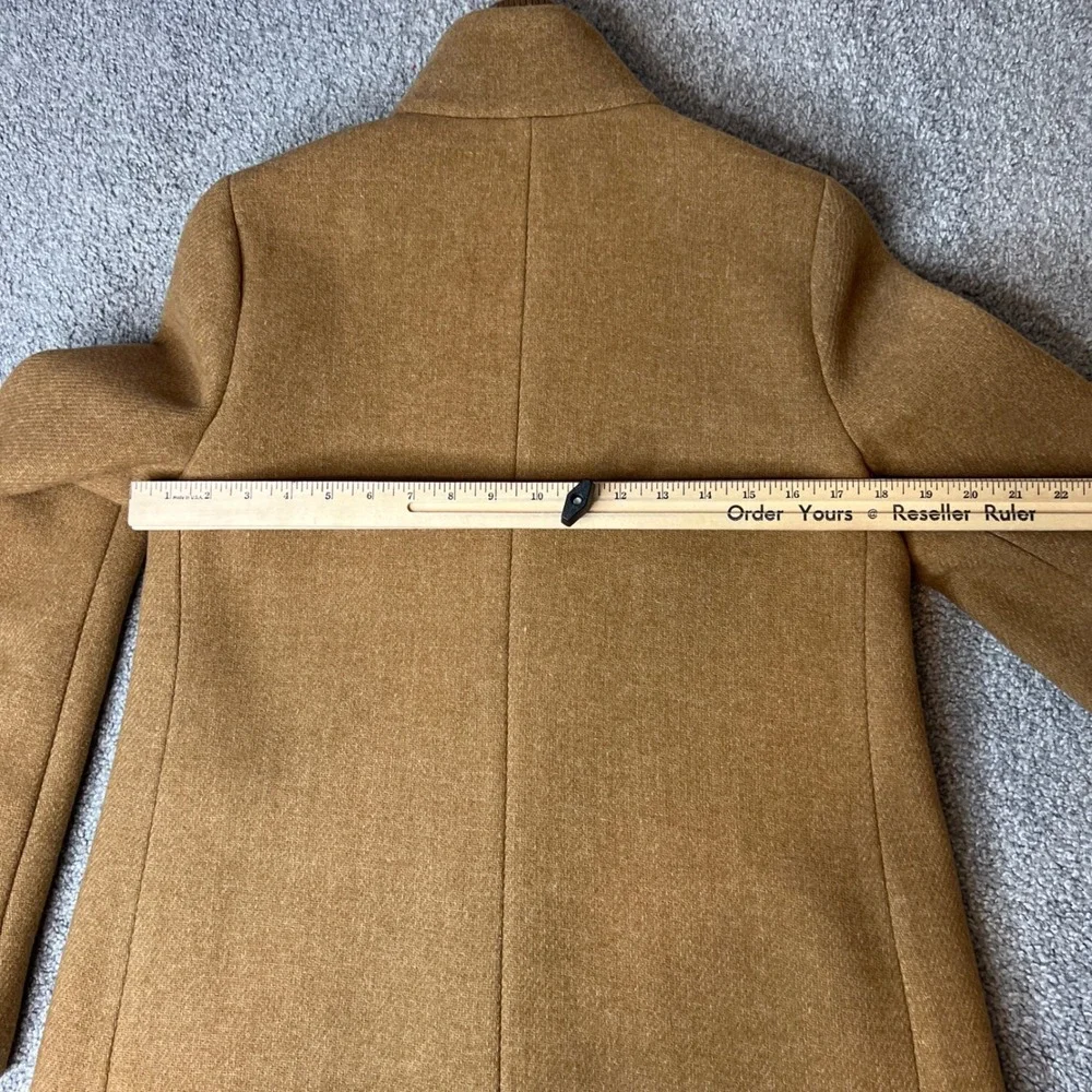 J.CREW‎ Italian Wool Coat womens large Camel Tan lodge coat full zip luxury